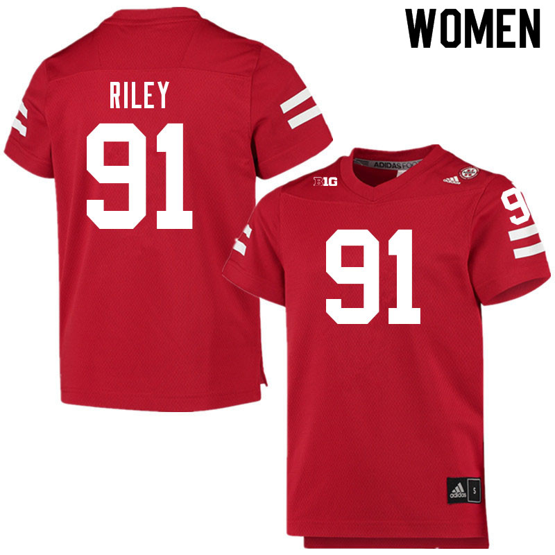 Women #91 Jordon Riley Nebraska Cornhuskers College Football Jerseys Sale-Scarlet